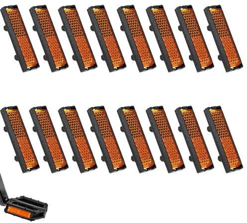 ClcIosis Lot de 16 pédales d'avertissement de sécurité nocturne, ensemble de pédales de vélo, réflecteurs, réflecteurs, clips lumineux, pédales de vélo
