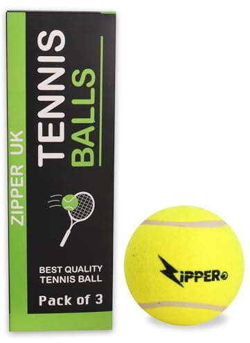 ZIPPER UK High Visibility Tennis Balls, Durable All Court Tennis Training Balls for Practice and Match Play, Pack of 3 or 12 (Pack of 3)