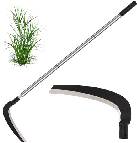 ROLKAR Herramienta de guadaña para cortar césped, cortar hoz, herramientas de jardín para limpiar arbustos, cepillo, vides en patio, campos, zanjas, caminos, paisajismo, cortador de malas hierbas