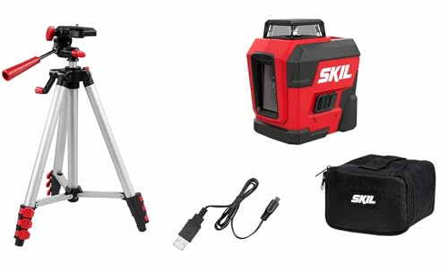SKIL MT1E1961DA Laser en Croix à 360° (jusqu'à 30 m de portée, Lignes Laser Horizontales/Verticales/croisées, poignée Souple, indicateur de capacité de la Batterie, Mode Auto-nivellement, Artisans