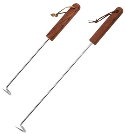 OSALADI Gancio per Girarrosto in Acciaio Inox 2 Pezzi, Accessorio per Barbecue e Campeggio, Gancio Appuntito per Carne Resistente All’usura, Utensile per Grigliate All’aperto e Cucina da Campo
