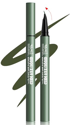 Erinde Dunkelgrün Eyeliner, mit 18° Gebogener Präzisionsspitze, Wasserfest & Wischfest Eye Liner, Hochpigmentiert, Schnelltrocknend und Langanhaltend, Geschmeidige Linien, Anfängerfreundlich, Vegane