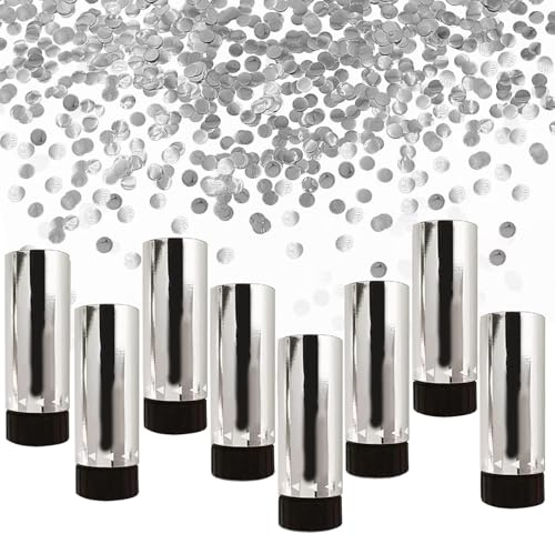 Cannoni Di Coriandoli - 8 Pezzi Cannoni Sparacoriandoli Per Festeggiare | Forniture Per Feste Divertenti Decorazioni E Bo-mboniere Per Natale, Compleanni, Matrimoni E Altre Celebrazioni (Argento)
