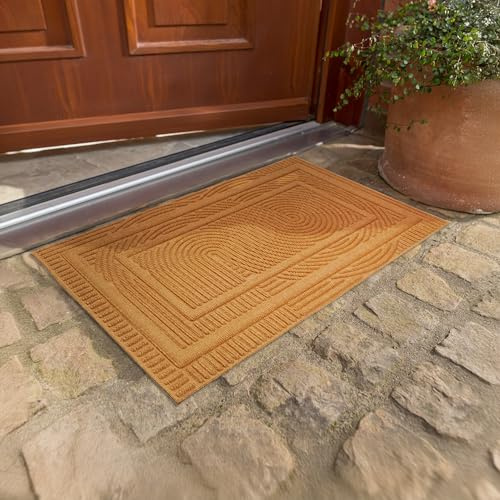 Astra Paillasson extérieur antidérapant - Tapis de propreté résistant aux intempéries - Paillasson extérieur pour l'entrée - paillasson Anti-salissures 45x75 cm Loop Marron