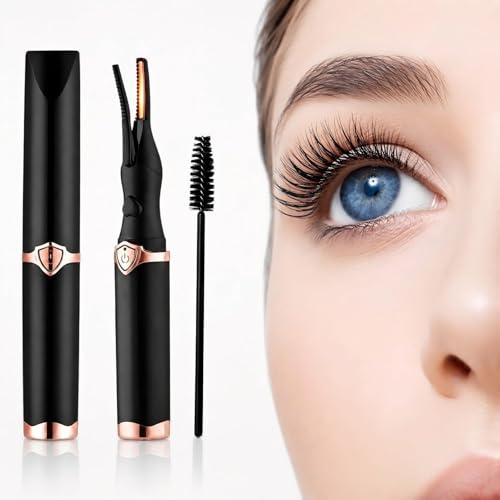 Rizador Pestañas Electrico, Heated Eyelash Curler con Termico Calienta en 10 seg 3 Accurate Temperaturas Hasta 95°C para Longue Efecto 24 Horas, Auto Off, Uso Rápido y Sencillo, Recargable por USB