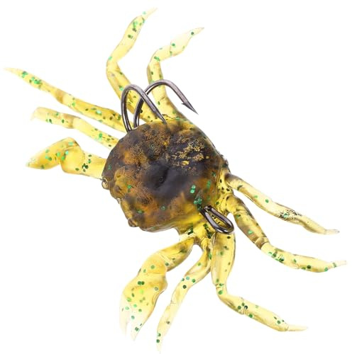 Vert Leurre de Pêche avec Hameçons Crabe Artificiel en PVC | Appât Artificiel pour Crabes, Couleurs Intenses pour Attirer les Gros Poissons, Format Souple