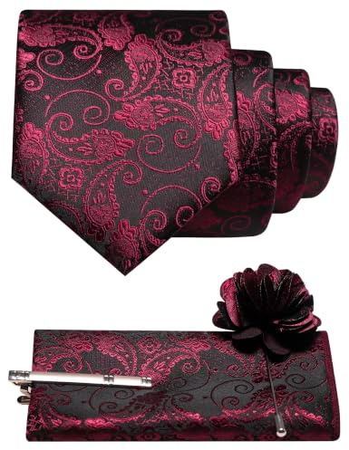 JEMYGINS Arabesque paisley slips set män flerfärgad | Med näsduk slipsklämma och blomma perfekt för bröllop affärsliv och fest