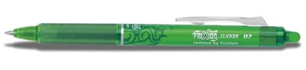 Pilot FriXion Clicker 07 Erasable Retractable Pen Light Green Ink - Single Pen