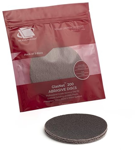 Glass Polish 5 inch (125mm) 80 Grit Pack of 5 Sanding Discs for Rotary Polisher - Net Mesh Silicon Carbide Abrasive P80 - GP14504