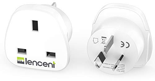 LENCENT 2X UK to Australia China Plug Adapter, Grounded Australian Travel Adapter for Australia New Zealand China Fiji Argentina and more (Type I)