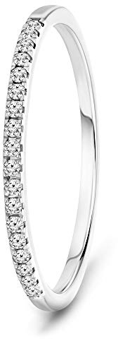 MIORE Joyería para mujer Anillo de eternidad de 0,08 Ct con diamantes brillantes Anillo de boda de oro blanco - oro amarillo de 9 quilates - oro 375, 50 (15.9)