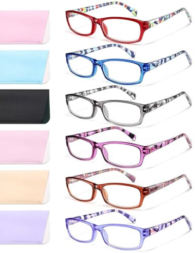 Gaoye Reading Glasses for Women, 6 pack Fashion Readers for Women Men Spring Hinge Eye Glasses, Blue Light Reading Glasses