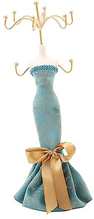 Alipis Organizzatore Portagioie in Resina e Tessuto Blu Forma a Vestito, Espositore Resistente per Gioielli, per Decorazione Negozio e Bagno