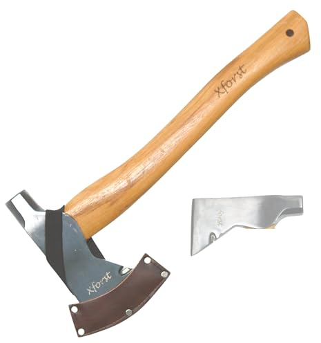 Xforst Hacha Multifuncional Supervivencia Bushcraft con Función de Martillo y Mango de Hickory - Modelo AH802, 0.95 kg, 39 cm