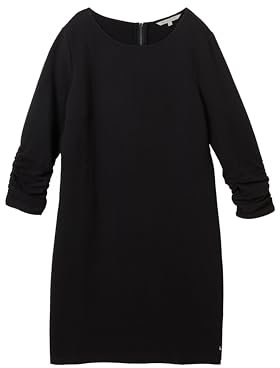 Tom Tailor Denim Damen Basic Kleid mit Raffarm, 29999 - Black, L