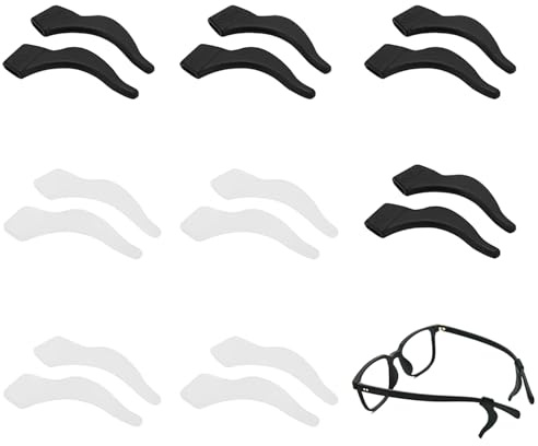 YPYMOD 8 Pairs Eyeglass Ear Cushions, Anti-Slip Glasses Ear Grip Hooks, Silicone Glasses Ear Cushion Grip for Glasses, Sunglasses, Reading Glasses(4 Pairs Black+4 Pairs White)