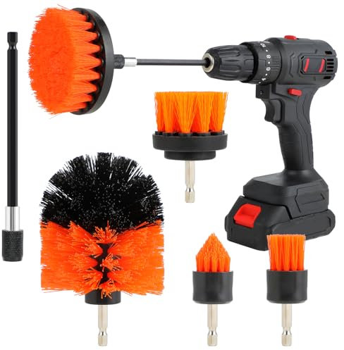 Lot de 6 brosses pour visseuse sans fil - Brosse douce et dure - Brosse de nettoyage - Kit de brosses - Pour voiture, salle de bain, cuisine, coussins, jantes