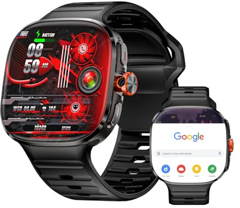 LOKMAT 4G SIM Card Android Smart Watch, 2.16'' AMOLED Large Screen 3GB+32GB Smartwatch for Men Women with Rotating Camera WiFi GPS, 1150mAh Fitness Activity Tracker Watch (Black)