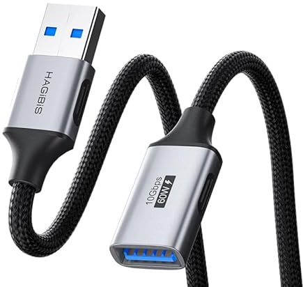 Hagibis USB Extension Cable, USB Extender, Braided 10Gbps USB 3.2 Type A Male to Female Cord Compatible with Webcam, Keyboard, Mouse, PlayStation, Xbox, Flash Drive, Printer, Camera (3.3FT)