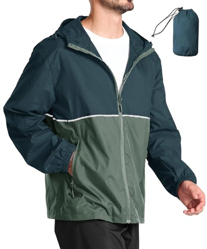 ZITY Uomo Antivento Antipioggia Ripiegabile Giacca Antipioggia Impermeabile Tascabile Waterproof Jacket Leggera Trekking Ciclismo Sport Outdoor