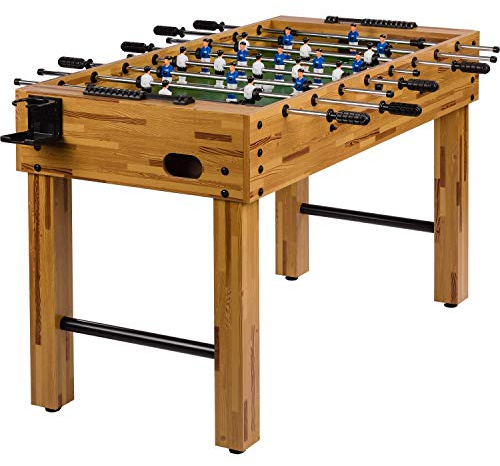 GAMES PLANET Tischfussball „Glasgow“, 5 Dekore: Holz/Schwarz/Blau/Soccer/Weiß, inkl. 2 Bälle, 2 Getränkehalter, höhenverstellbare Füße, hochgezogene Spielfeldecken, Tischkicker, Kicker, Kickertisch