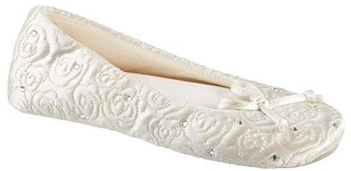 isotoner Ballerina Pantoufles basses pour femme avec doublure en tissu doublé et rose - Ecru - Tons ivoire, 41/42 EU