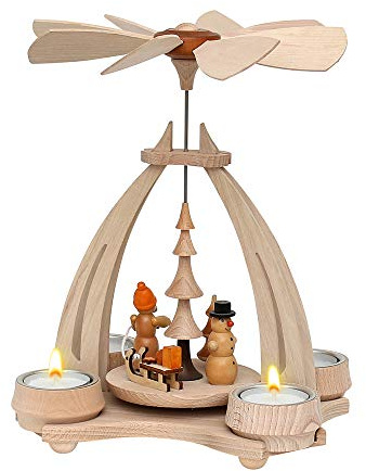 Piramide da tavolo di alta qualità, pregiata arte del legno dei Monti Metalliferi, circa 24 cm, Legno, Weihnachtsfiguren, Pyramide Weihnachten