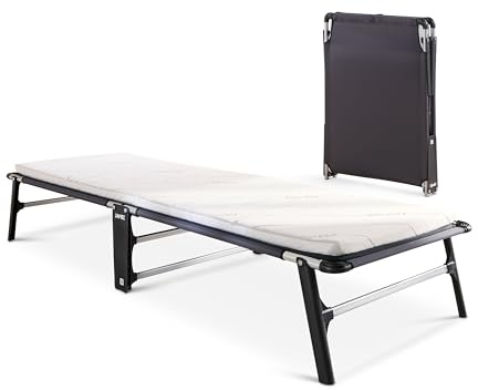 JAY-BE CE70 Compact Folding Bed with Comfort Mattress, Single, Slim Fold Out Guest Bed, Anti-Tip Legs, Space Saving Design 10cm Width Folded (Single)