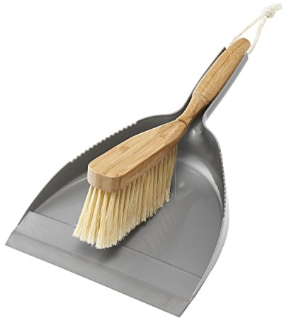 Addis Dustpan & Bamboo Hand Brush Set, Grey & Natural, Bamboo, Grey/Wood, 35 x 22 x 6 cm 517677
