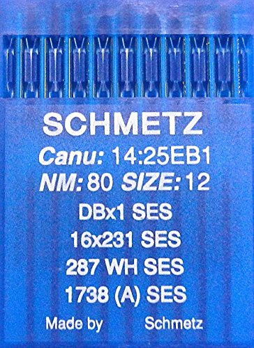 SCHMETZ Indutrie - Agujas para máquina de coser (10 unidades, sistema 287/WH SES 1738 (A), grosor 80)
