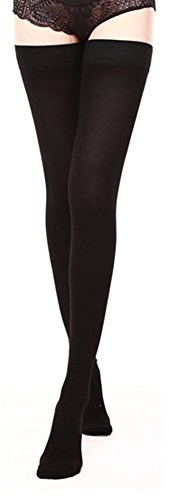 LTHAOO Compression Socks, Firm Support 20-30 mmHg Gradient Thigh High Compression Stockings with Silicone Dot Band. Treatment for Running, Edema, Varicose Veins Nursing.(Black-closed,XXL)