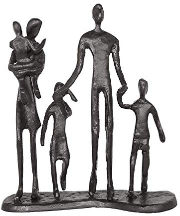 Aoneky Estatua Familiar de Metal - Figura Decorativa de Madre Padre Hijo Hija, Escultura Moderna Abstracta, Decoración del Hogar Casa Oficina, Figura Decorativa de Familia de 5, Negro