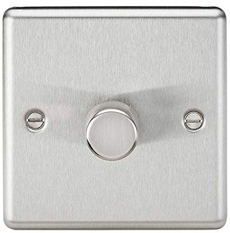 Knightsbridge CL2181BC 2 Way Trailing Edge Dimmer, Rounded Edge Brushed Chrome, 1G, 10-200 W, 5-150 W LED