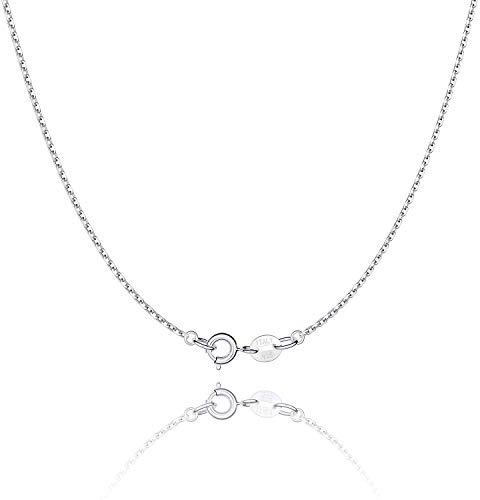 Jewlpire 925 Sterling Silver Chain Necklace Chain for Women 1.1mm Cable Chain Necklace Upgraded Spring-Ring Clasp - Thin & Sturdy Women's Chains Necklaces 20 Inch
