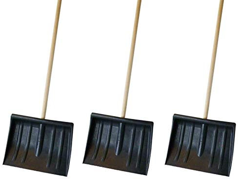 3x Shovel 1.2m Snow Pusher Scooper Mucking Out Garden Car Spade Winter Metal 120cm Steel Digging Building Patio Durable Strong Heavy Duty