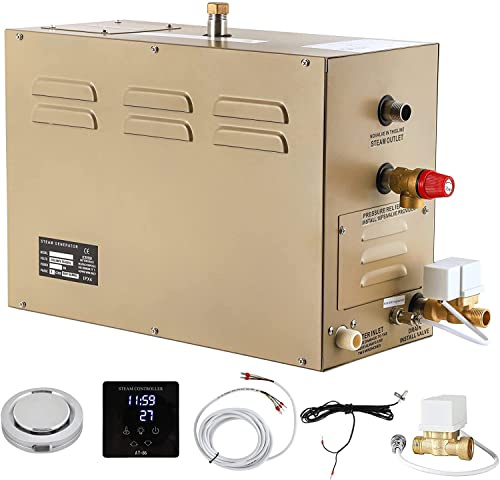 CGOLDENWALL 12KW Commercial Self-Draining Steam Generator Shower System Home Steam Bath Spa Generator 30 min to 12 Hours with Auto Drain 95-131℉ for Suitable Space Heating 12 m³/424 Cubic feet (12KW)