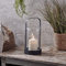 Lights4fun 18,5cm Metall Laterne Outdoor mit LED Kerze batteriebetrieb Timer Garten Deko Balkon Glasglocke Außen