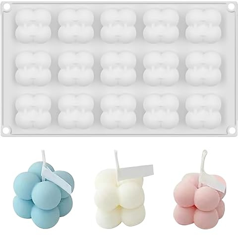 Moldes para Hacer Velas, 3D Cubo De Silicona Molde, Molde Para Velas De Burbujas, Bubble Cube Cera Molde para Hacer Velas para Hacer Velas,Vela Perfumada, Cera De Soja,Chocolate,Fondant y Pastel