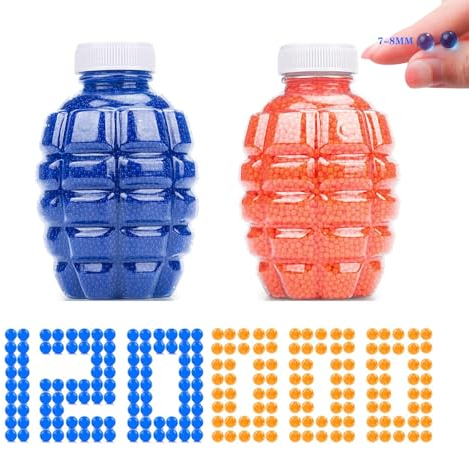 Gel Balls, Gel Munition 120000 Blau Perlen, Pflanzen Füllstoff und Deko Wasserperlen, Gel Balls Blaster Gun Nachfüllgeschosse (7-8 mm, 2 bottles-60,000 Pieces/Bottle)