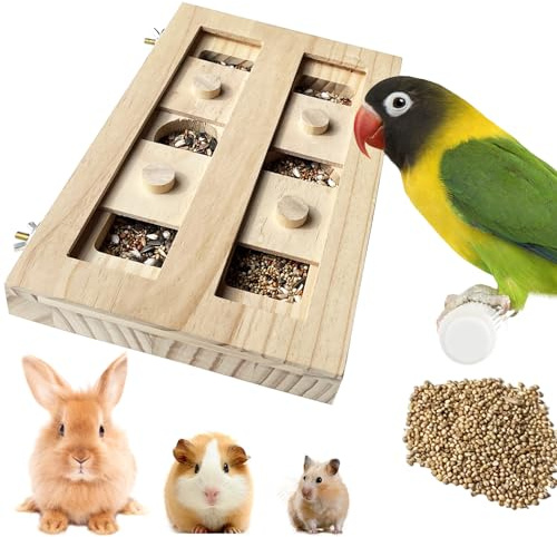 FlidRunest Extra-Large Wooden Bird Foraging Box Toy, Bird Puzzle Toy Seed Food Feeder, Enrichment Foraging Toy for Parrot, Parakeet, Cockatiel, Conure, Sun Conures, African Grey, Macaw