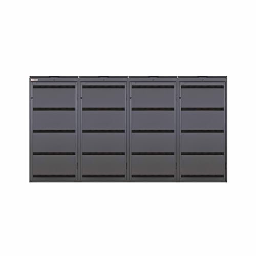 BIO Stefan Dagobert Mülltonnenbox 4er Set für 120 Liter Mülltonne | verzinkter Stahl | robuste Mülltonnenverkleidung | Müllbox, Müllhaus | verwendbar als Paketbox | Box für Mülltonnen | Anthrazit