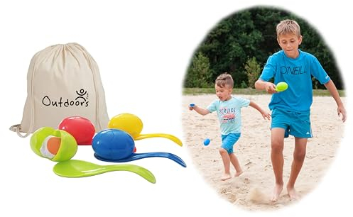 Outdoors Fun - La Course aux œufs, Le Jeu d’extérieur Facile pour Les Enfants et Les Adultes, Jeu pour Les Anniversaires, Kermesse, fêtes de Sport, Jeu de Famille en Plein air