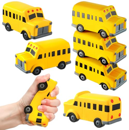 Seenelling 6 Pcs School Bus Stress Toy Gifts Yellow Bus Stress Ball Funny Toy Anxiety Relief Foam Squeeze Balls Appreciation Gifts for Driver Teacher Classrooms Prize Party Favor