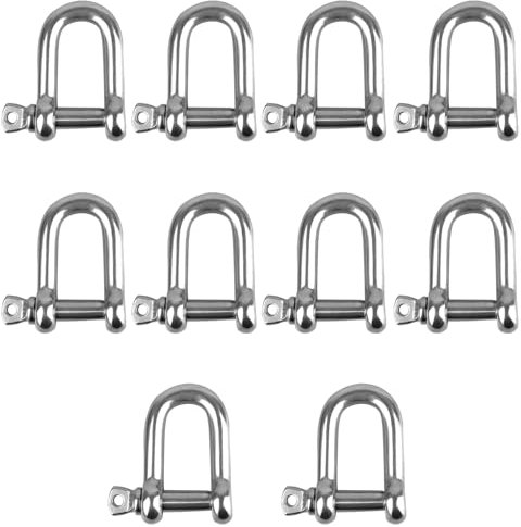 Grillete en Forma de D, 10 piezas Grillete D, Grillete de Acero Inoxidable M6, Grillete con Anilla en D de Acero Inoxidable, Grillete Recto de Anilla en D, para Aparejos Grilletes de Cadena de Cable