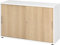 bümö Schiebetürenschrank 2OH - Aktenschrank abschließbar, Sideboard Schrank mit Schiebetüren in Weiß/Eiche, Bügelgriff - Büroschrank aus Holz mit Schiebetür, Büro Kommode für Ordner & Co.