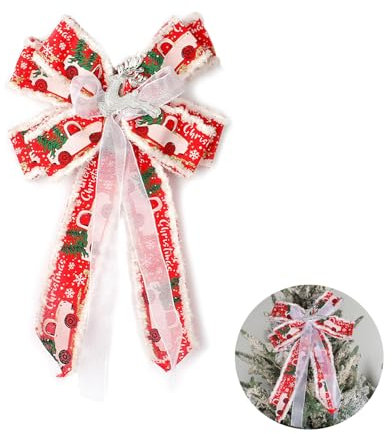 LAOYEFACAI Fiocchi di Natale Grande Doppio Strato di Nastro Addensato Ornamenti per l'albero di Natale Fiocchi Decorazioni per l'albero di Natale per le Feste di Famiglia Decorazione (Type A)