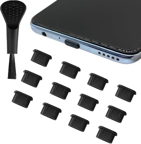 Gebrazy Bouchons Anti-Poussière USB C, Lot de 12 Caches Anti-poussière, USB C en Silicone pour Prise Adhésive USB Type-C, Compatible avec Phone S23, S22, S21, S20, Tous Les Appareils de Type C