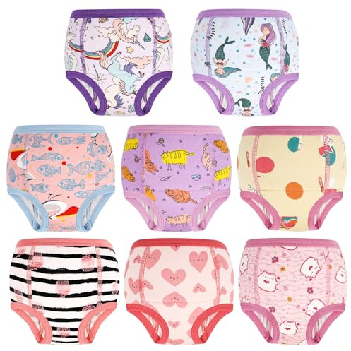 MOEMOE BABY Potty Training Pants,Toddler Training Pants,Potty Training Underwear,Toilet Training Pants Reusable Training Pants,Purple Cat,8 pack,6 Years