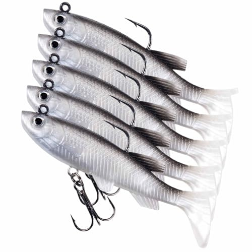 5 Pcs Sea Bionic Fish Hook Lures for Bass and Pike - Artificial Bait Kit With Elastic for Freshwater Saltwater Fishing