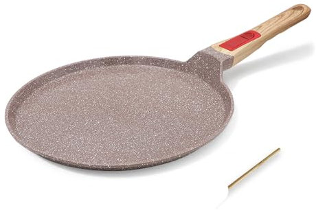 RANX INGST Sartén para Crepes 25 cm con Distribuidor de Masa, Mango Extraíble - Marrón